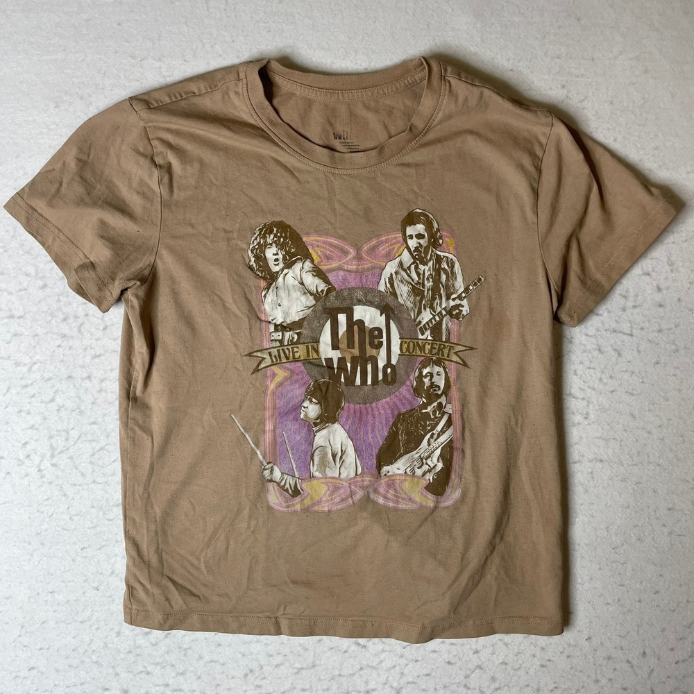 The Who‎ Concert T Shirt Mens Size Medium Tan Band Graphic Tee